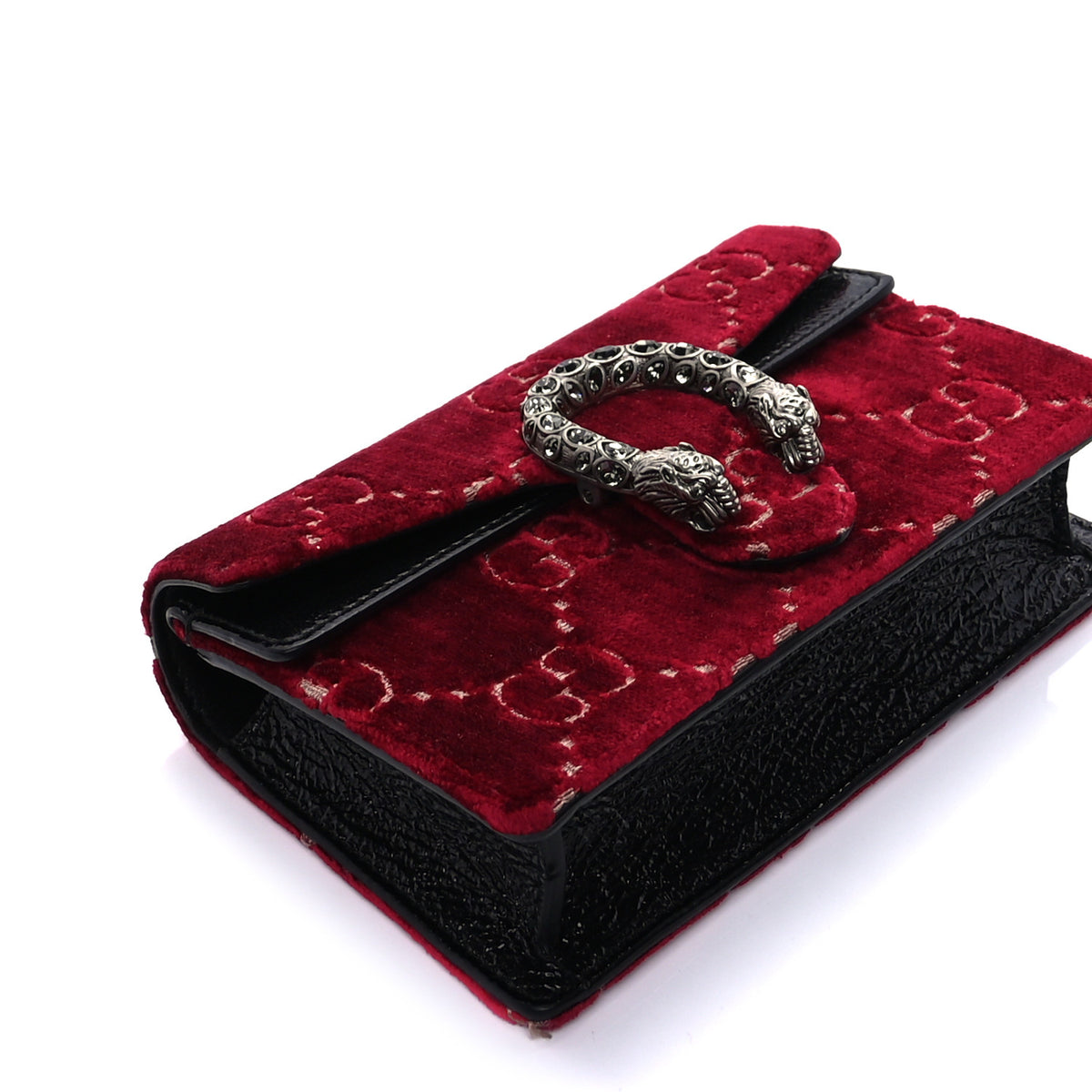 Gucci Velvet GG Monogram Super Mini Dionysus Shoulder Bag Red Cipria Black 7 of 8