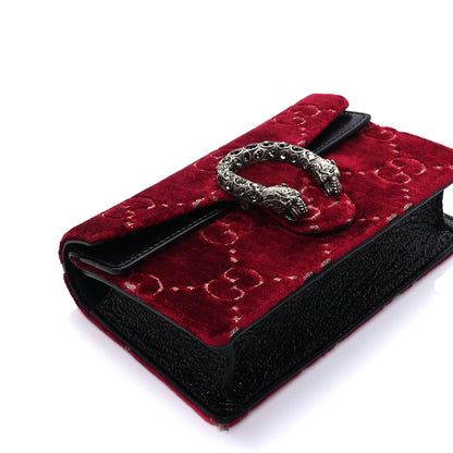 Gucci Velvet GG Monogram Super Mini Dionysus Shoulder Bag Red Cipria Black 7 of 8