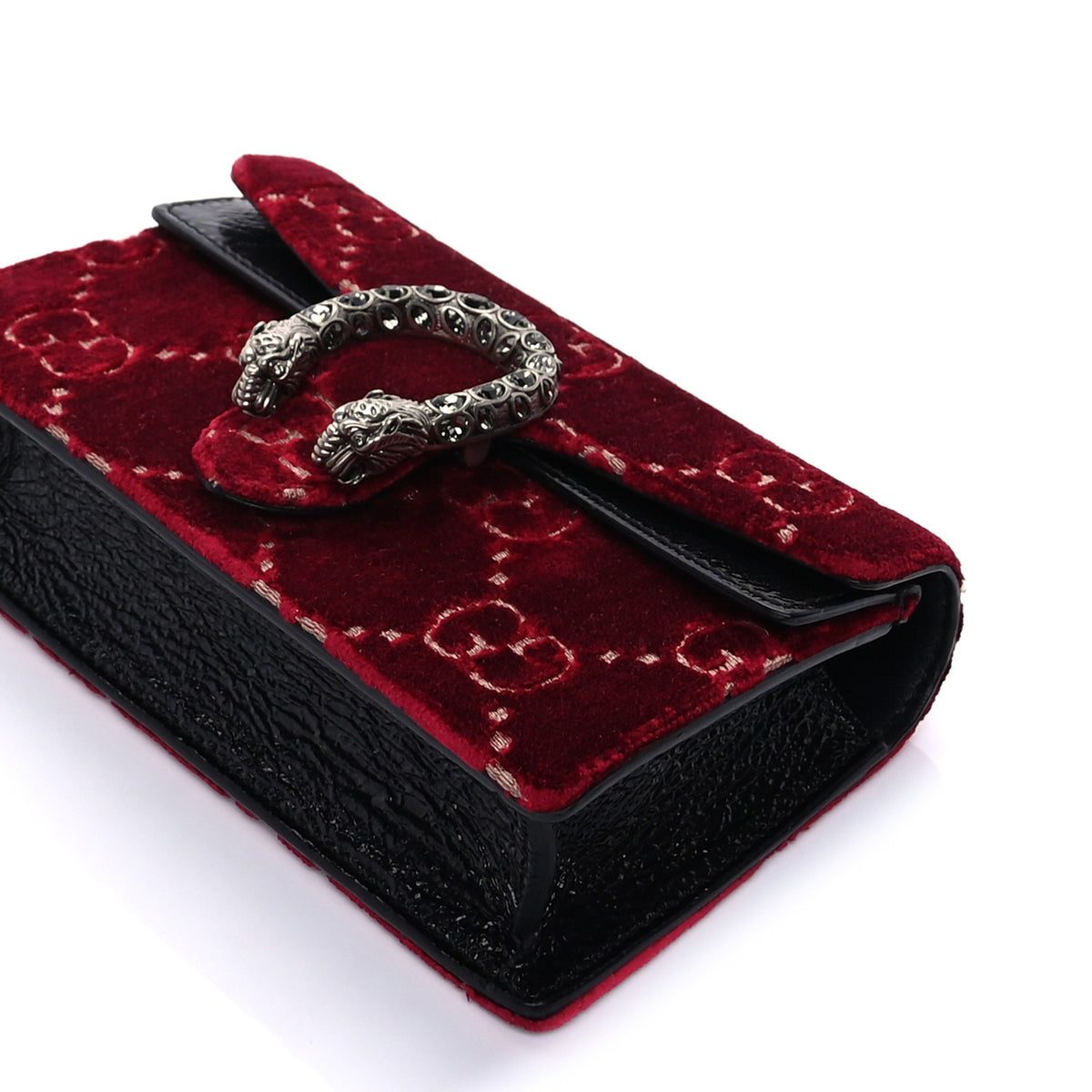 Gucci Velvet GG Monogram Super Mini Dionysus Shoulder Bag Red Cipria Black 8 of 8