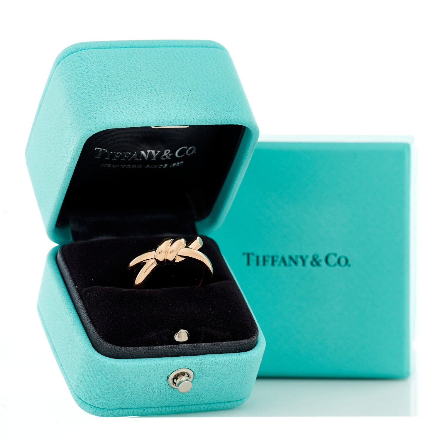 Tiffany 18K Rose Gold Knot Double Row Ring 50 5.5 5 of 5