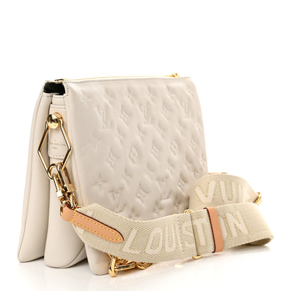 Louis Vuitton Lambskin Embossed Monogram Coussin PM Beige Cream 3 of 11