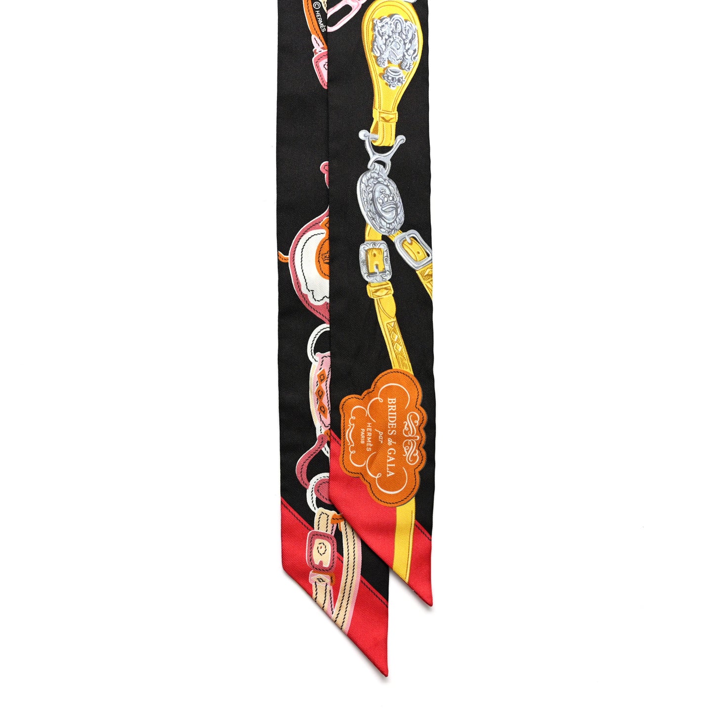 Silk Brides De Gala Applique Pique Twilly Ebene Jaune D'Or Rouge