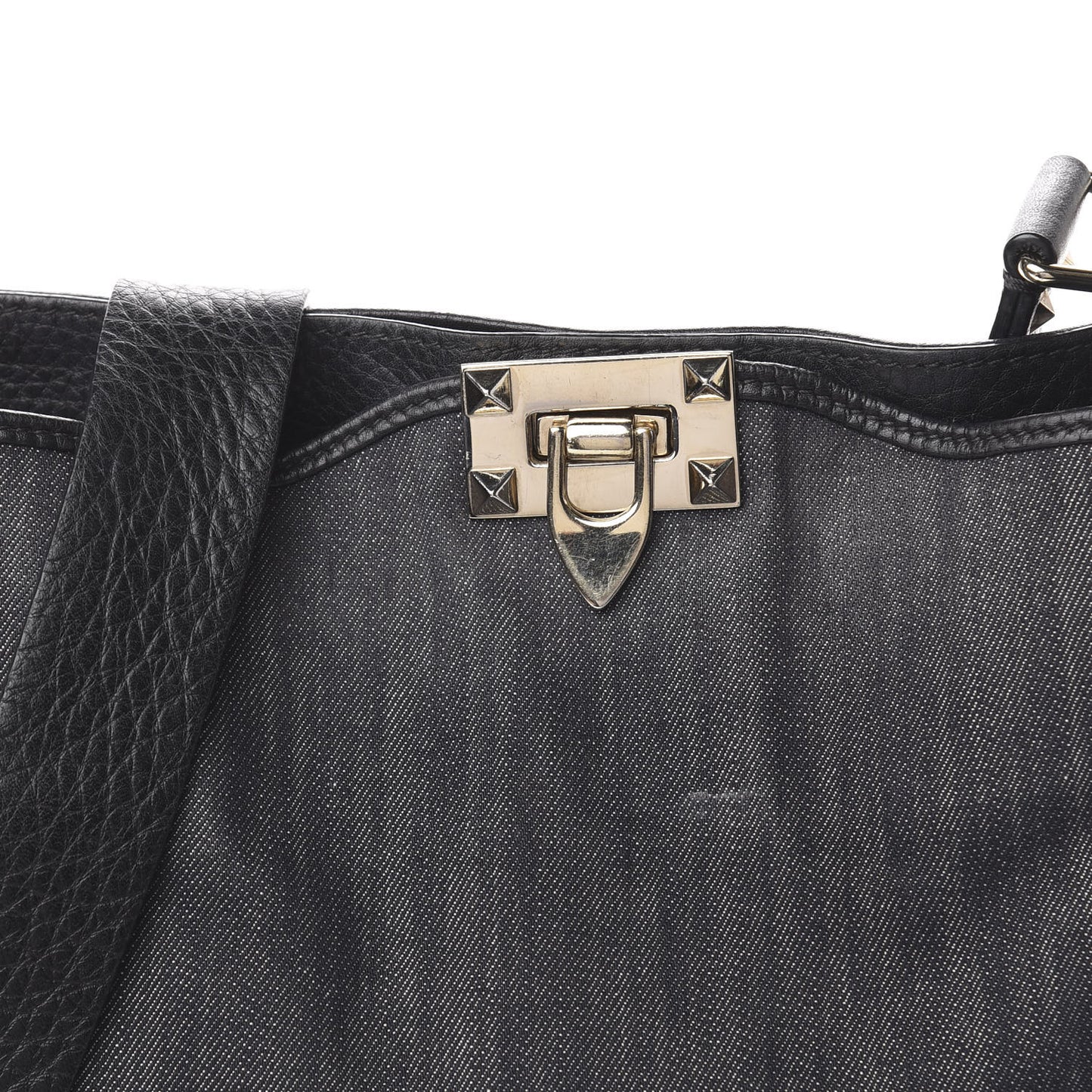 Denim Small Rockstud Flip-Lock Messenger Bag Blue