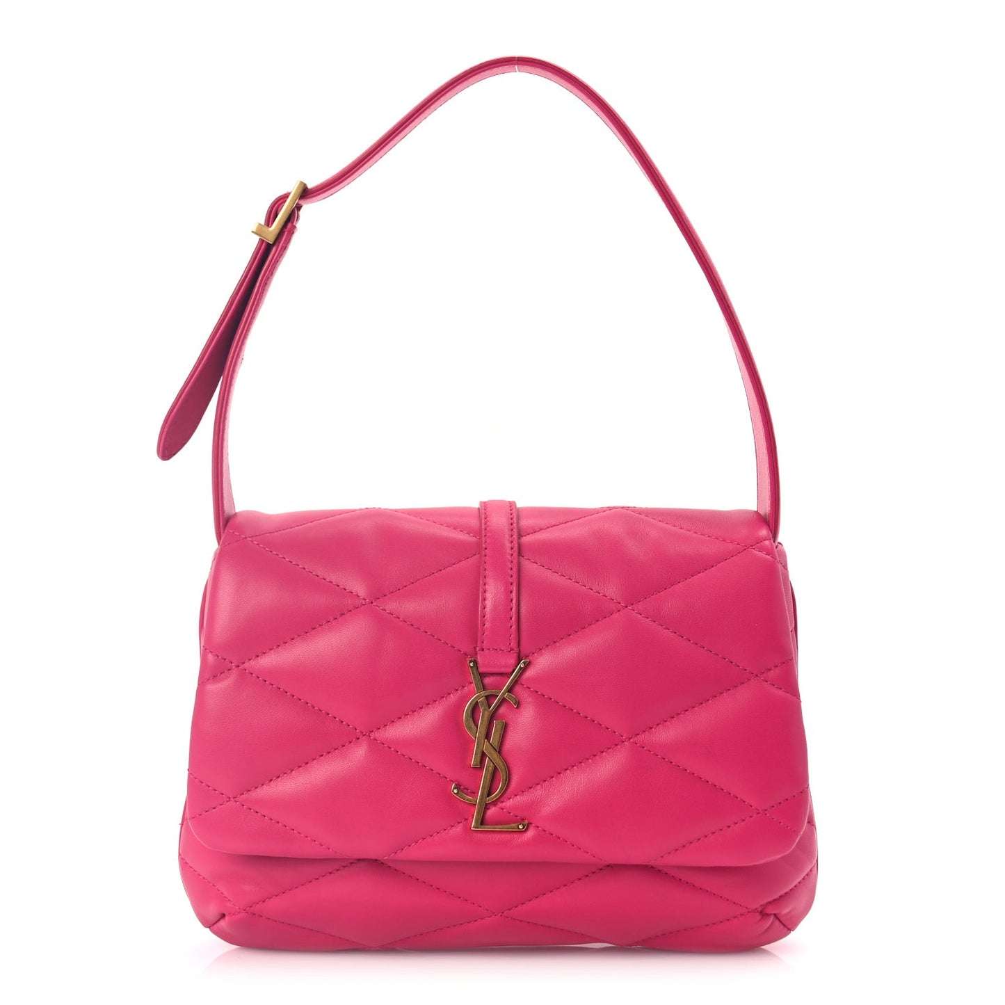Lambskin Quilted Le 57 Diamond Shoulder Bag Lipstick Fuschia