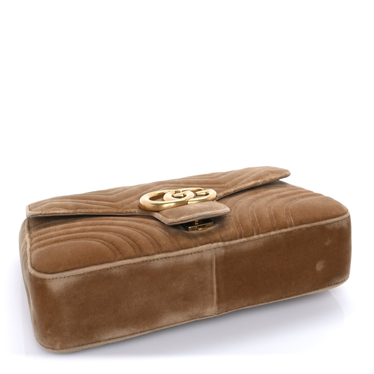 Velvet Matelasse Medium GG Marmont Shoulder Bag  Taupe