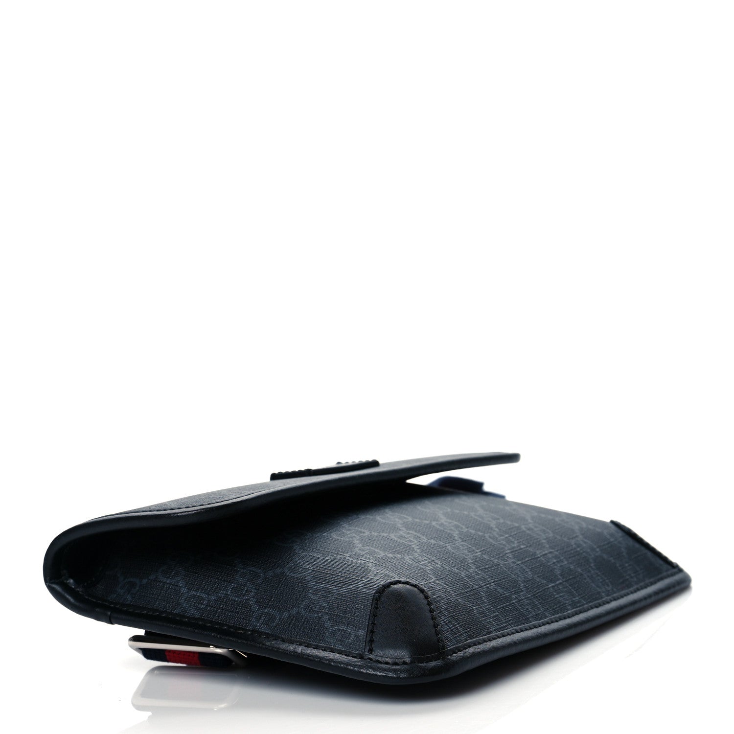 Gucci GG Supreme Monogram Web Slim Belt Bag Black Grey 4 of 11