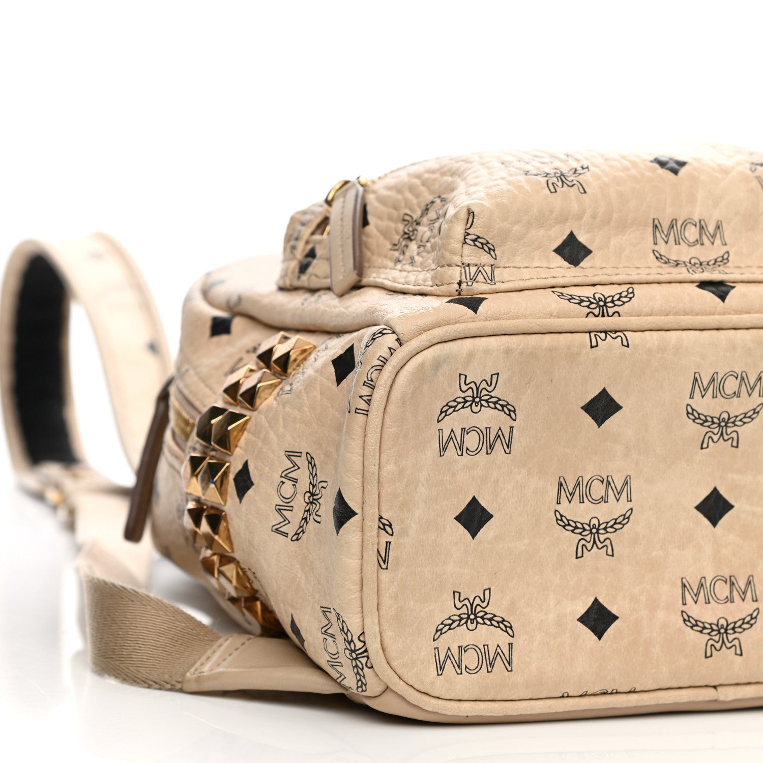 MCM Visetos Side Stud Mini Stark Backpack Beige 9 of 18