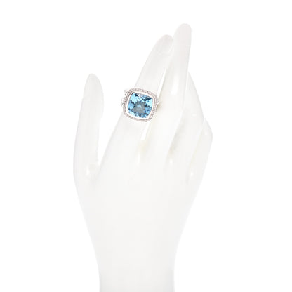 David Yurman Sterling Silver Diamond Blue Topaz 14mm Albion Ring 52 6 2 of 5