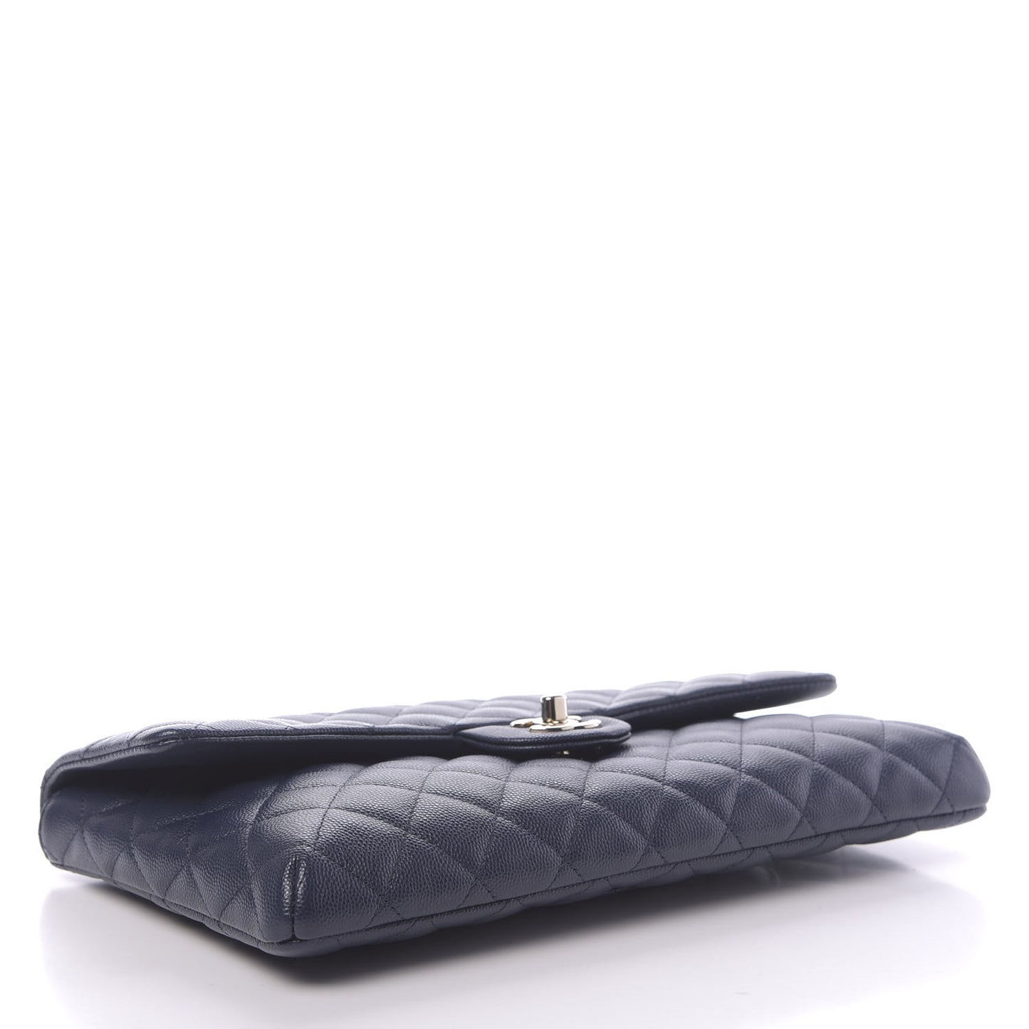 Caviar Quilted Flap Clutch Navy Blue