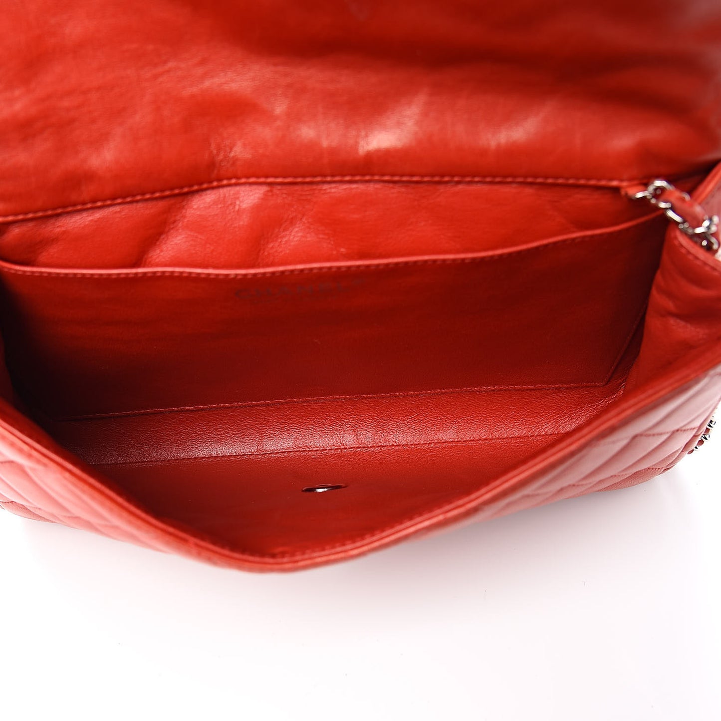 Lambskin Quilted Clutch With Chain Flap Red