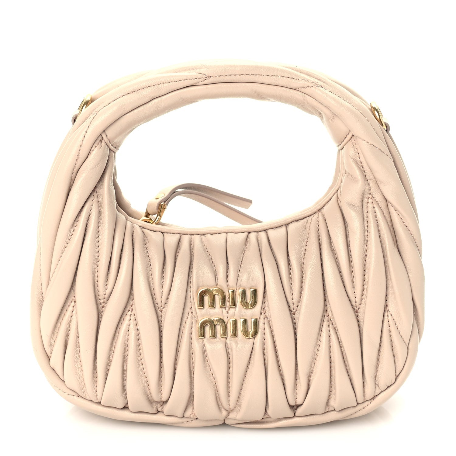 Miu Miu Nappa Matelasse Mini Wander Hobo Cipria 1 of 8