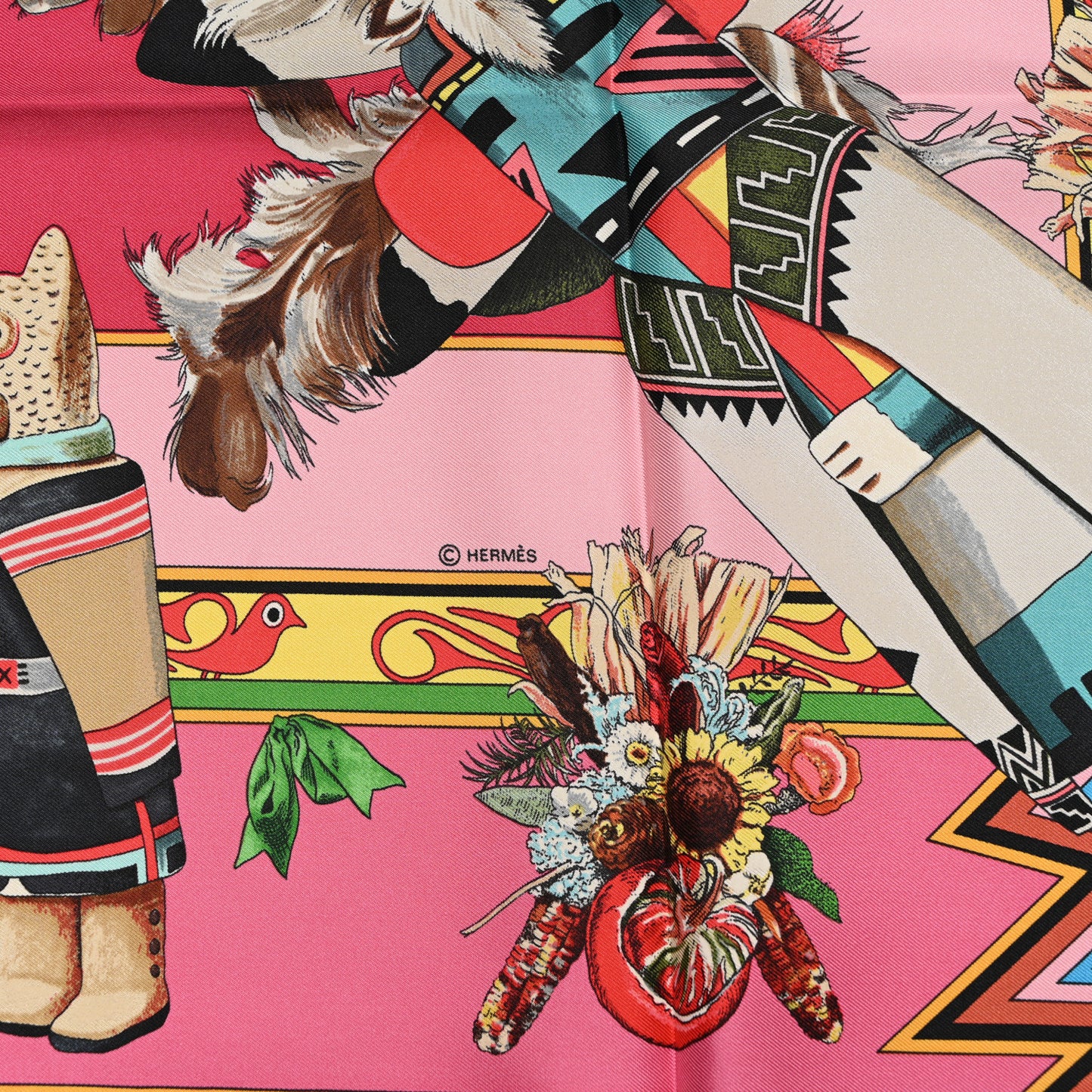 Silk Kachinas Wash Scarf 90 Rose Vert