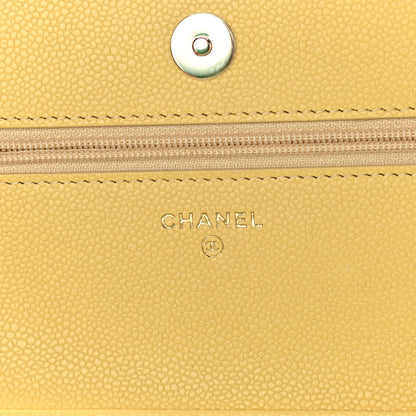 Chanel Caviar Quilted Tiny CC Wallet On Chain WOC Yellow 6 of 12