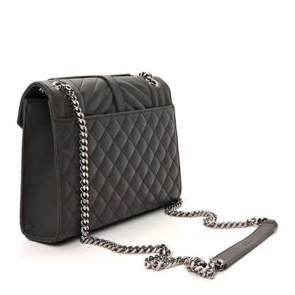 Saint Laurent Grain De Poudre Textured Mixed Matelasse Medium Triquilt Monogram Satchel  Earth 2 of 8