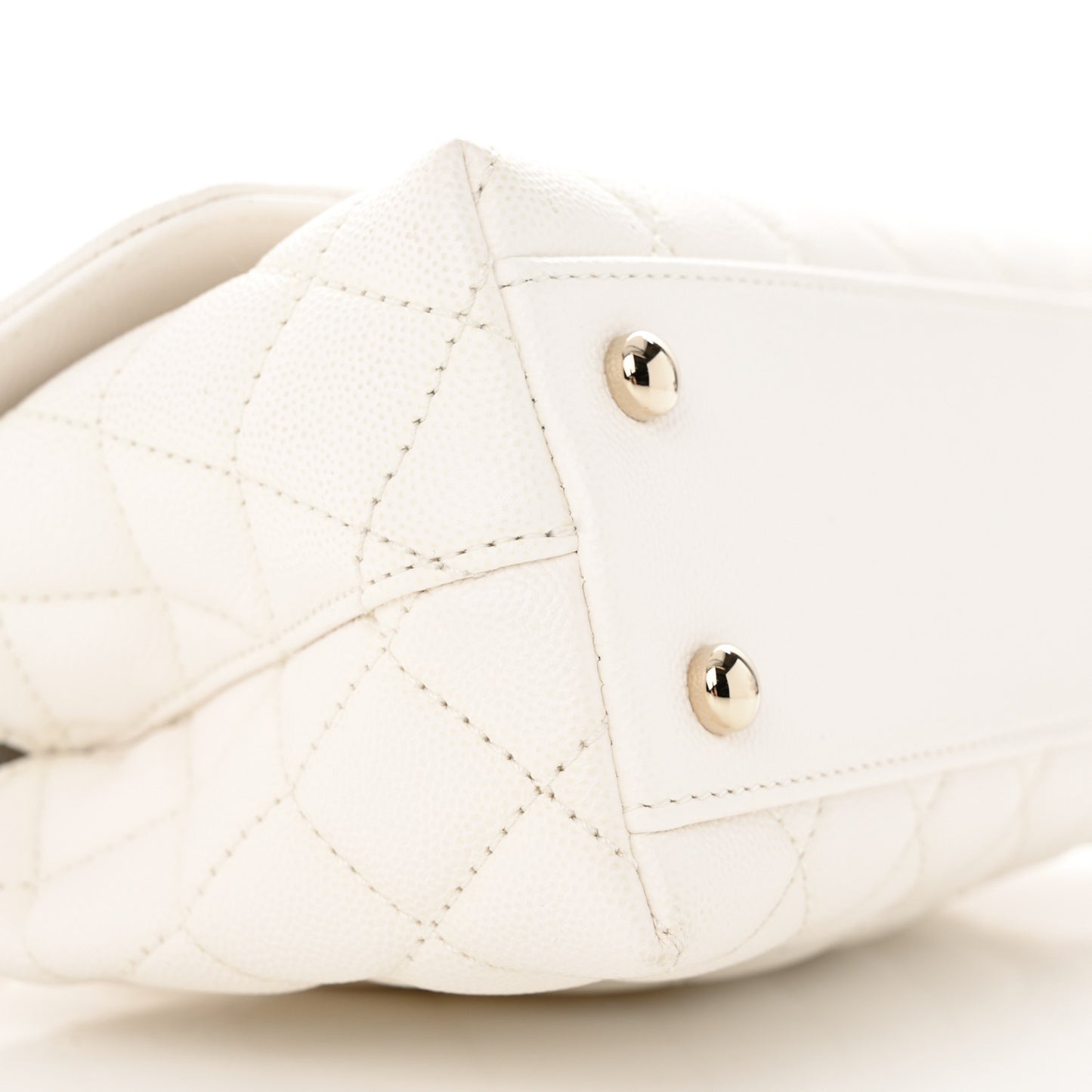 Caviar Quilted Mini Coco Handle Flap White