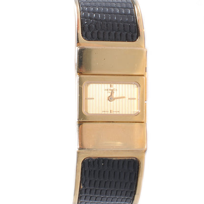 Hermes Stainless Steel Lizard 19mm Loquet Quartz Watch Noir 1 of 7