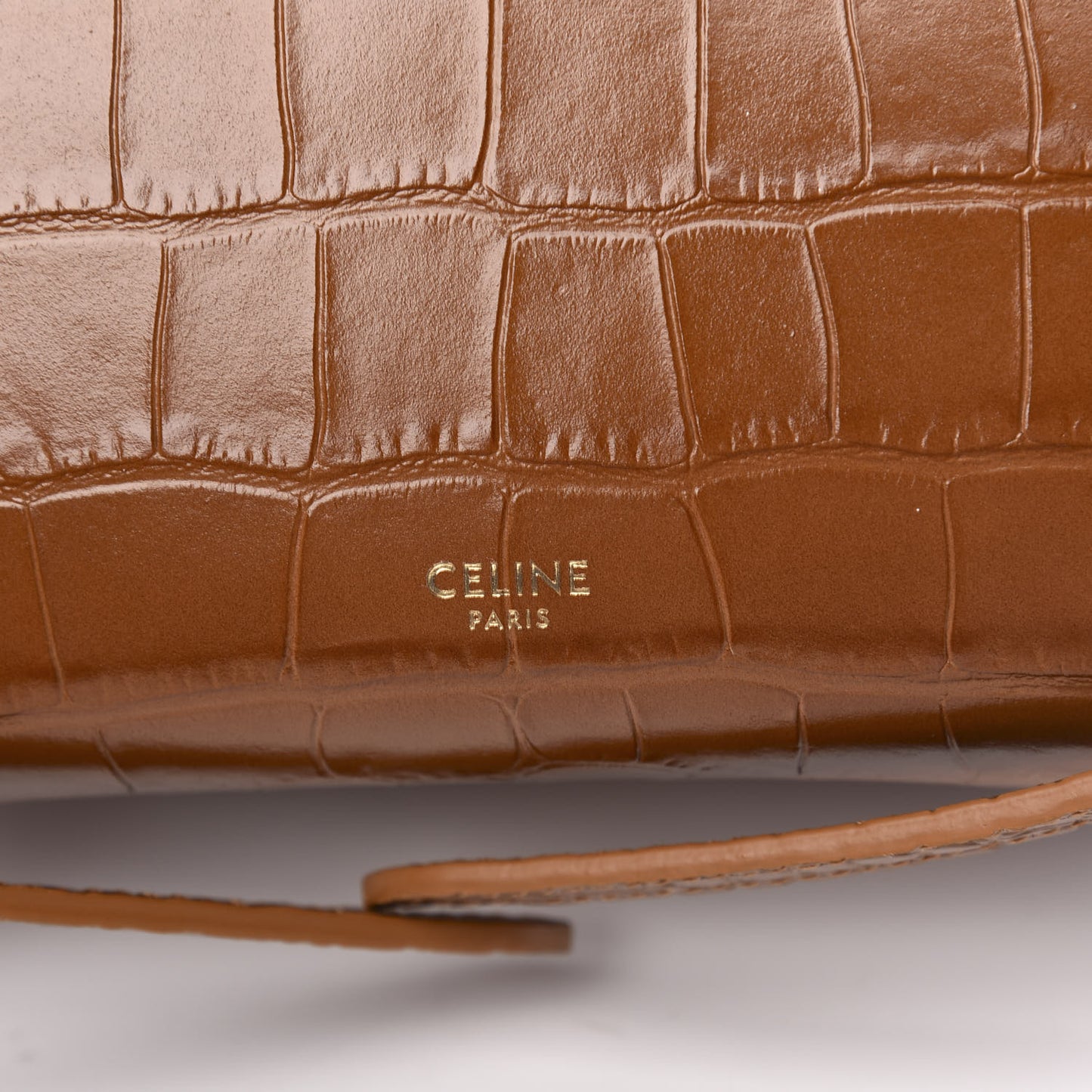 Calfskin Crocodile Embossed Micro Belt Bag Tan