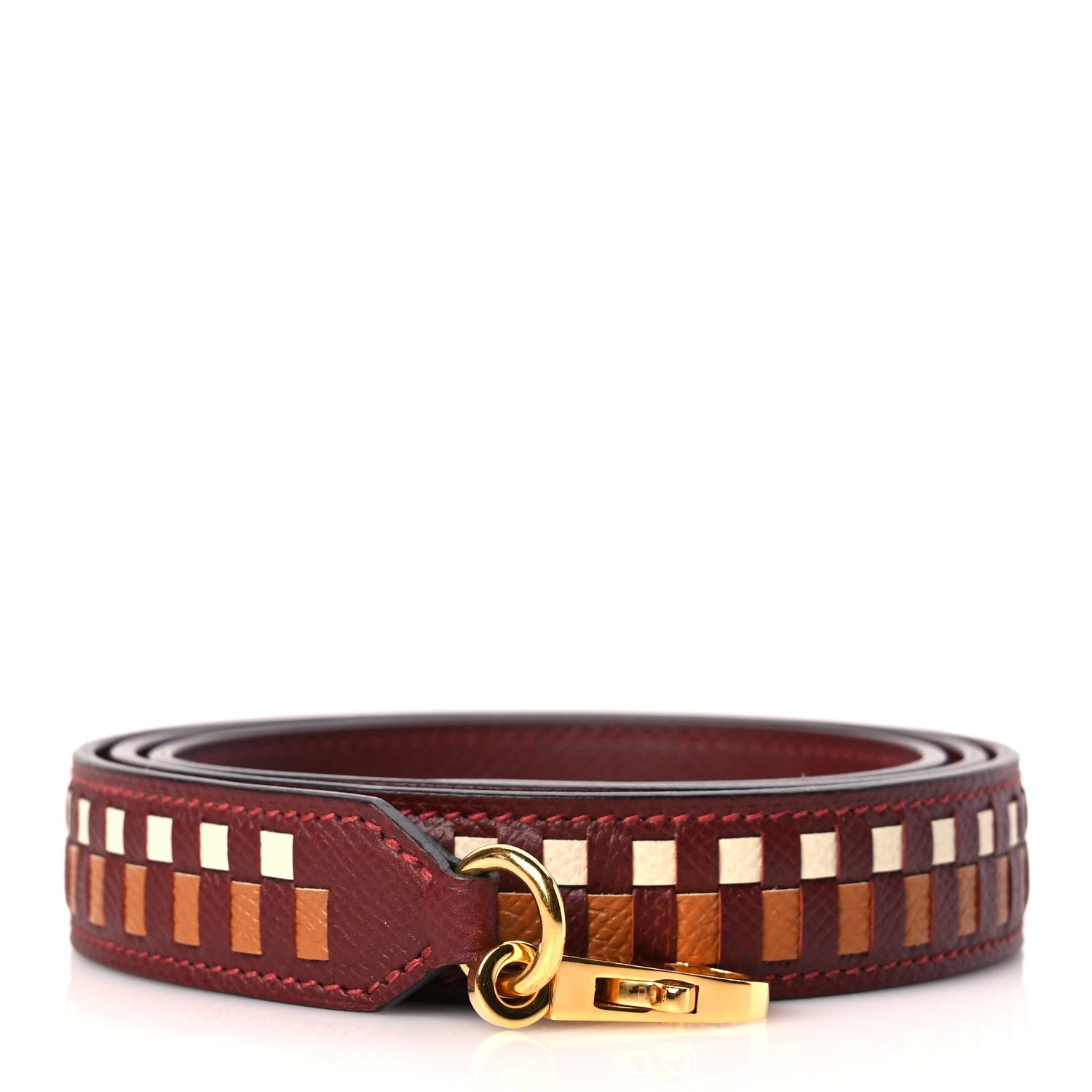 Hermes Epsom 25mm Tressage Shoulder Strap Rouge H Craie Gold 1 of 4