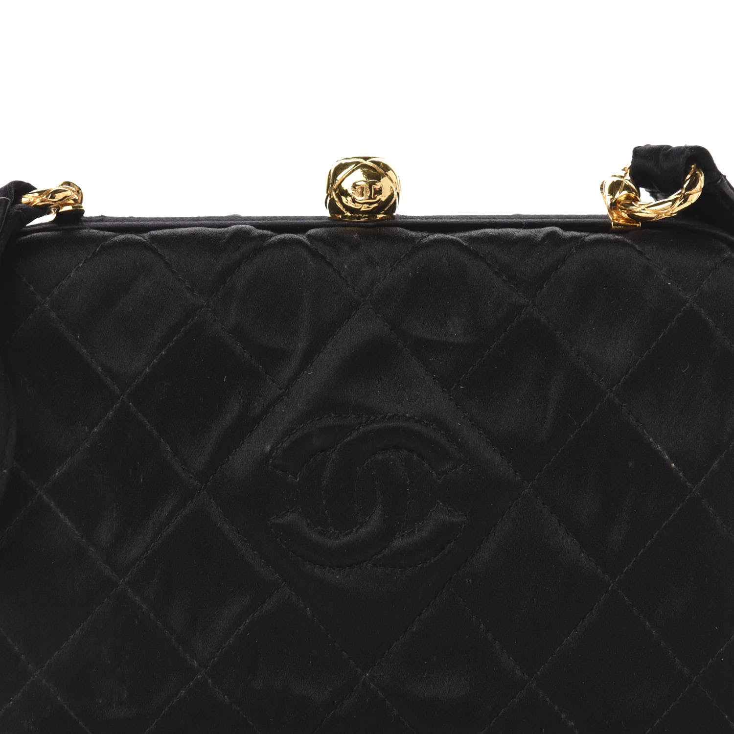 Chanel Satin Quilted Shoulder Bag Black 12 of 12