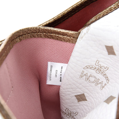 MCM Visetos Striped Shooping Tote White 13 of 14