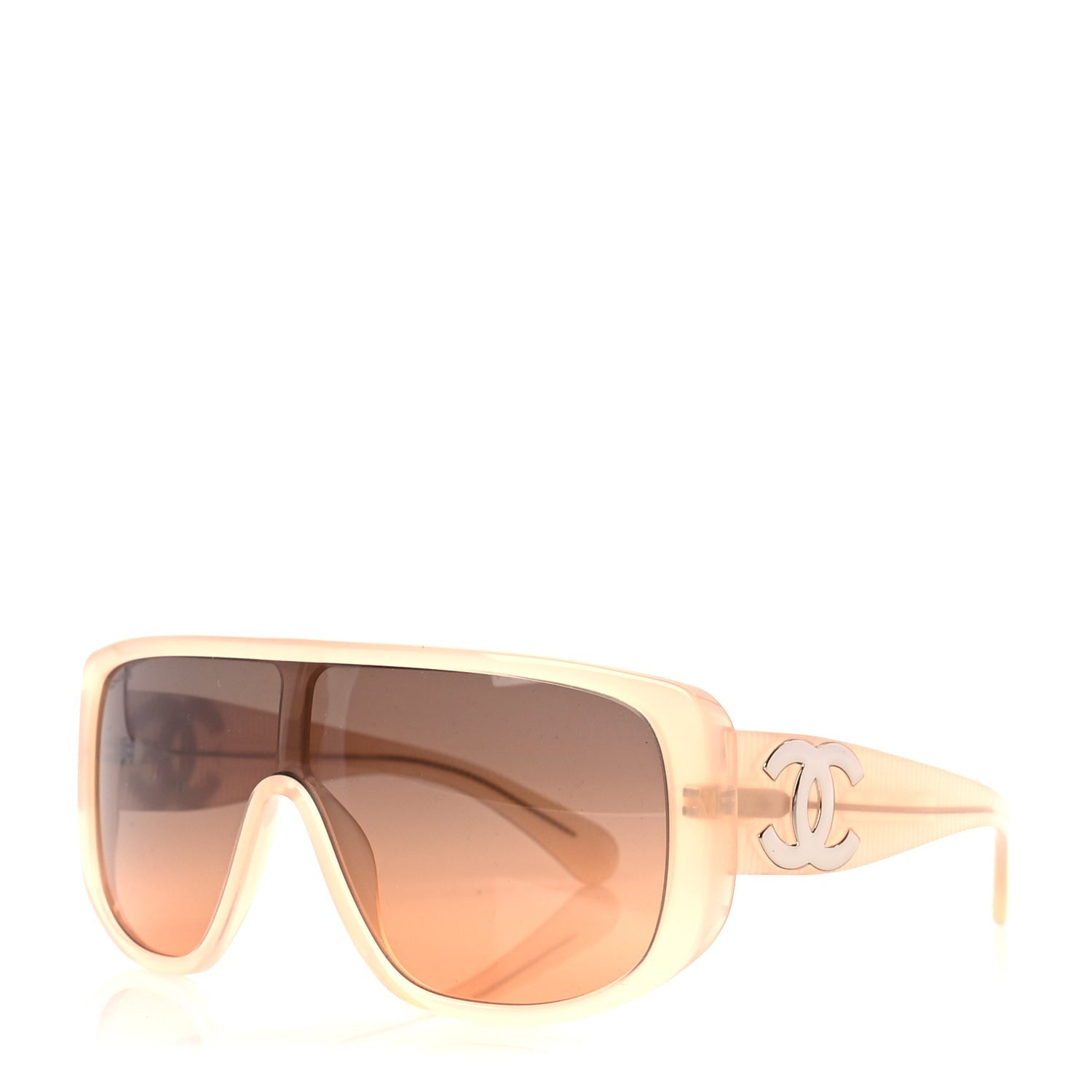 Chanel Transparent Acetate Shield Sunglasses 5495  Peach 1 of 7