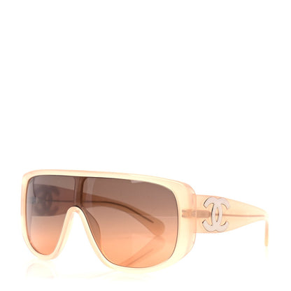 Chanel Transparent Acetate Shield Sunglasses 5495  Peach 1 of 7