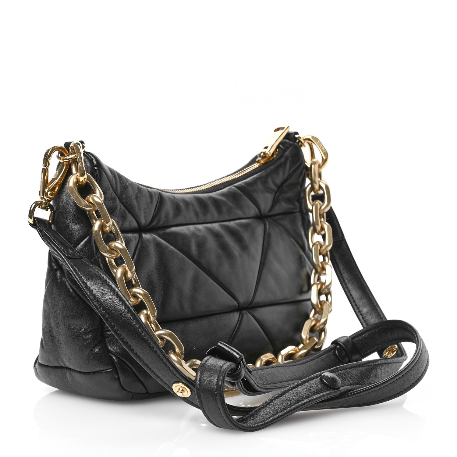 Prada Nappa Triangle Quilted Patchwork System Bag Black 4 of 10