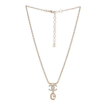 Chanel Crystal Pearl CC Necklace Pearly White Gold 3 of 7