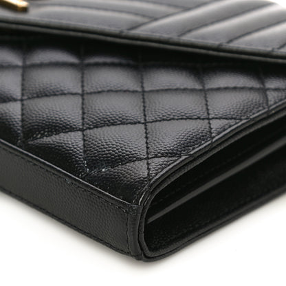 Saint Laurent Grain De Poudre Mixed Matelasse Triquilt Monogram Chain Wallet Black 10 of 11