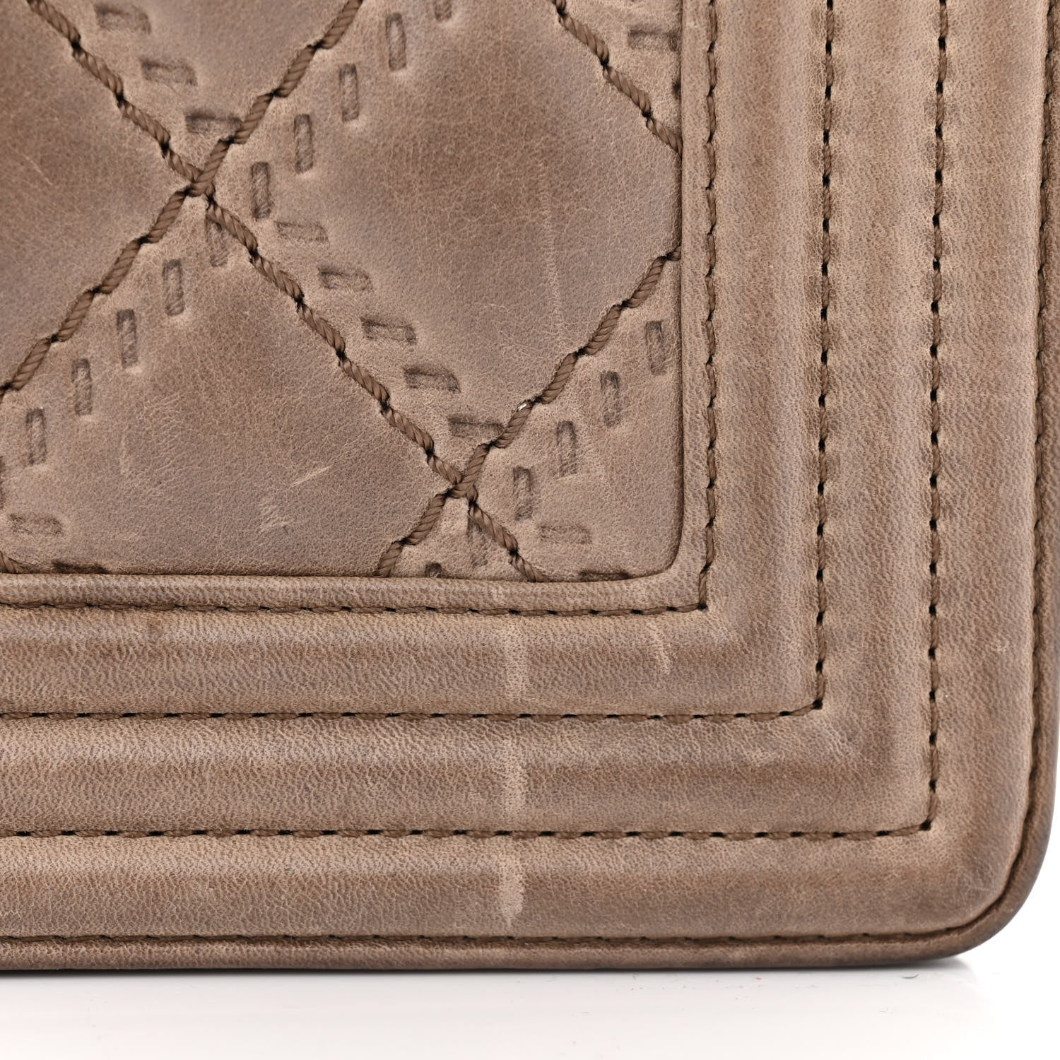 Chanel Calfskin Quilted Double Stitch Medium Boy Flap Brown 13 of 14