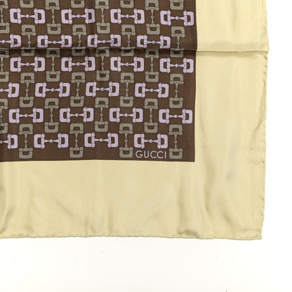 Gucci Silk Horsebit Square Scarf Ivory Brown 2 of 3