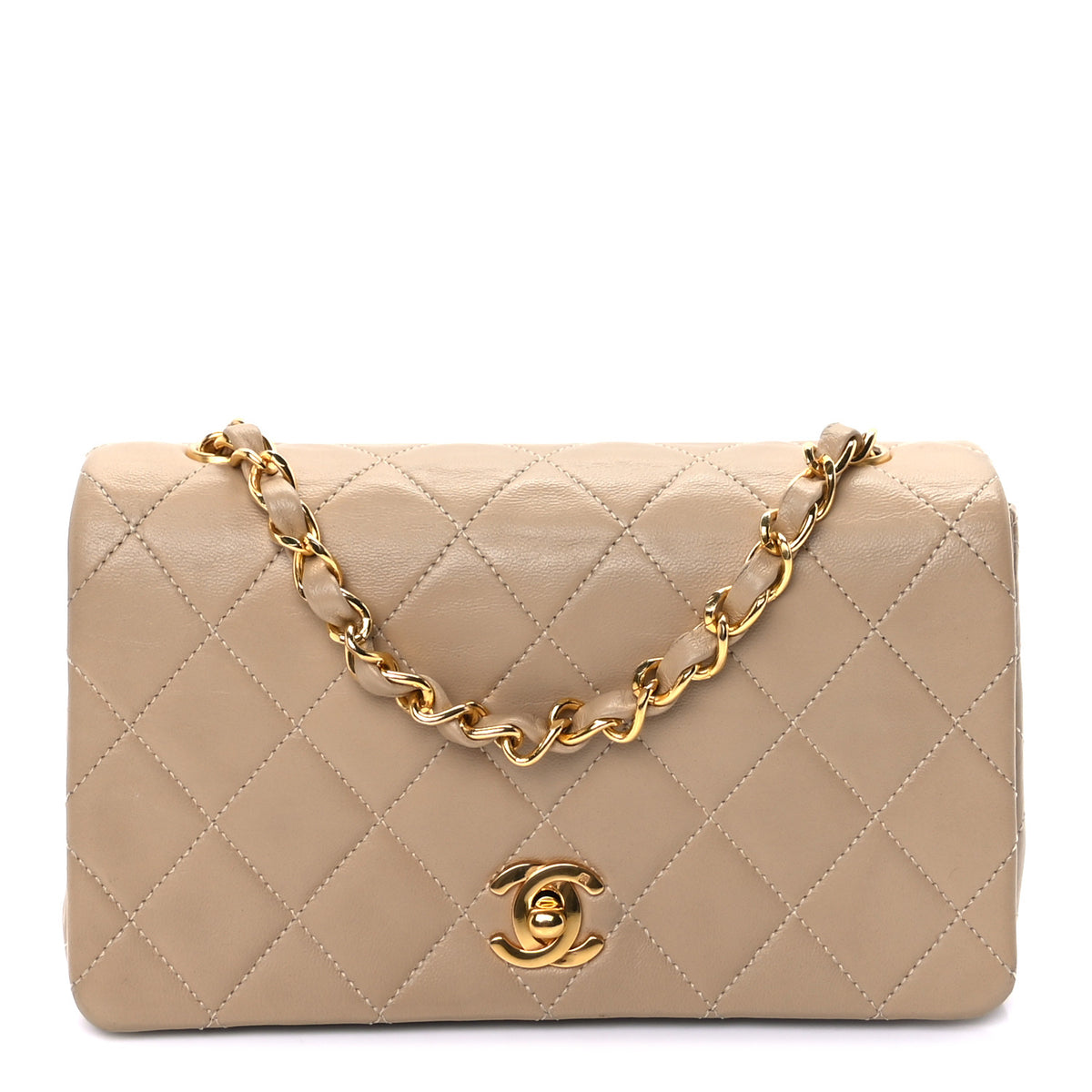 Chanel Lambskin Quilted Mini Single Flap Beige 1 of 9