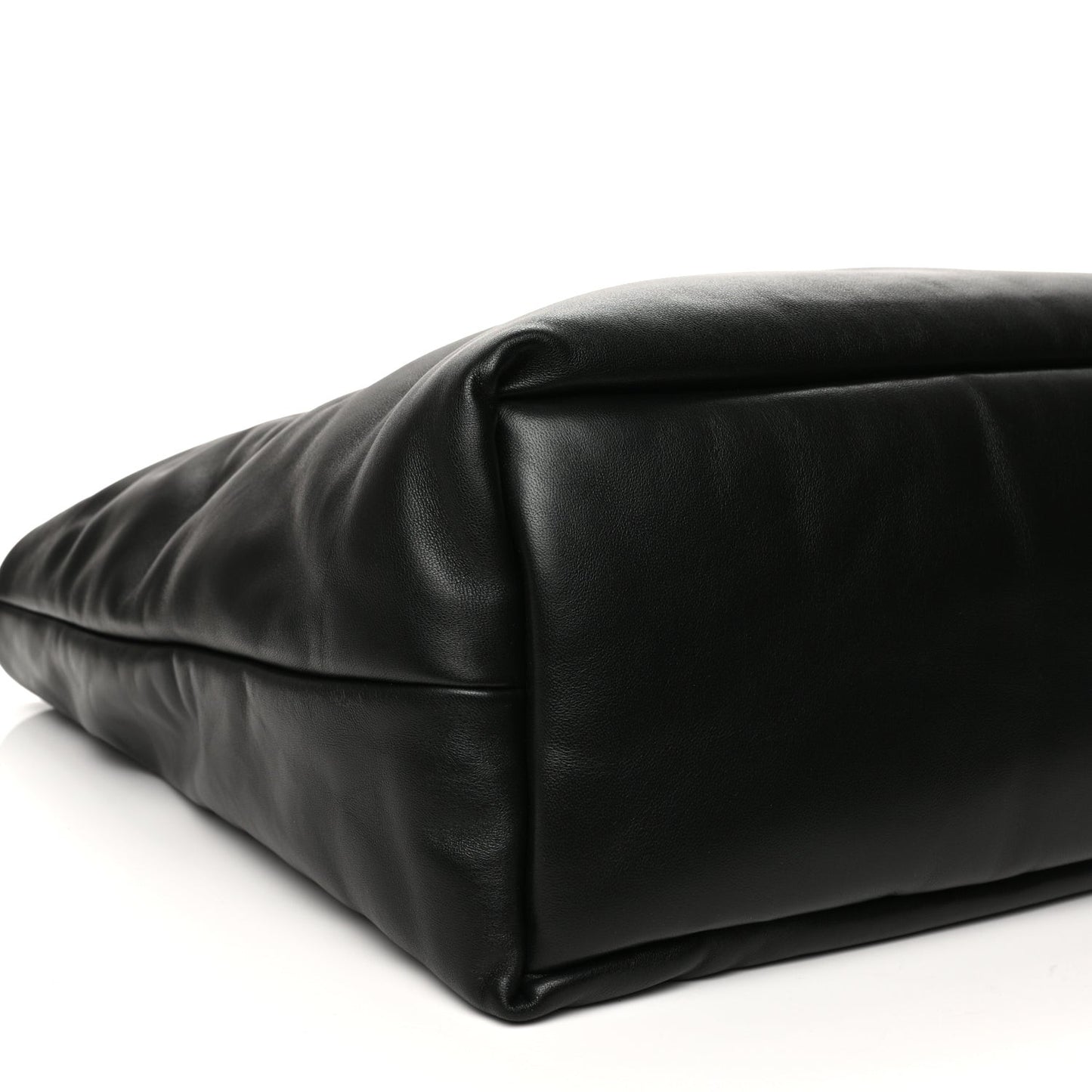 Lambskin Wide Puffer Tote Black Black