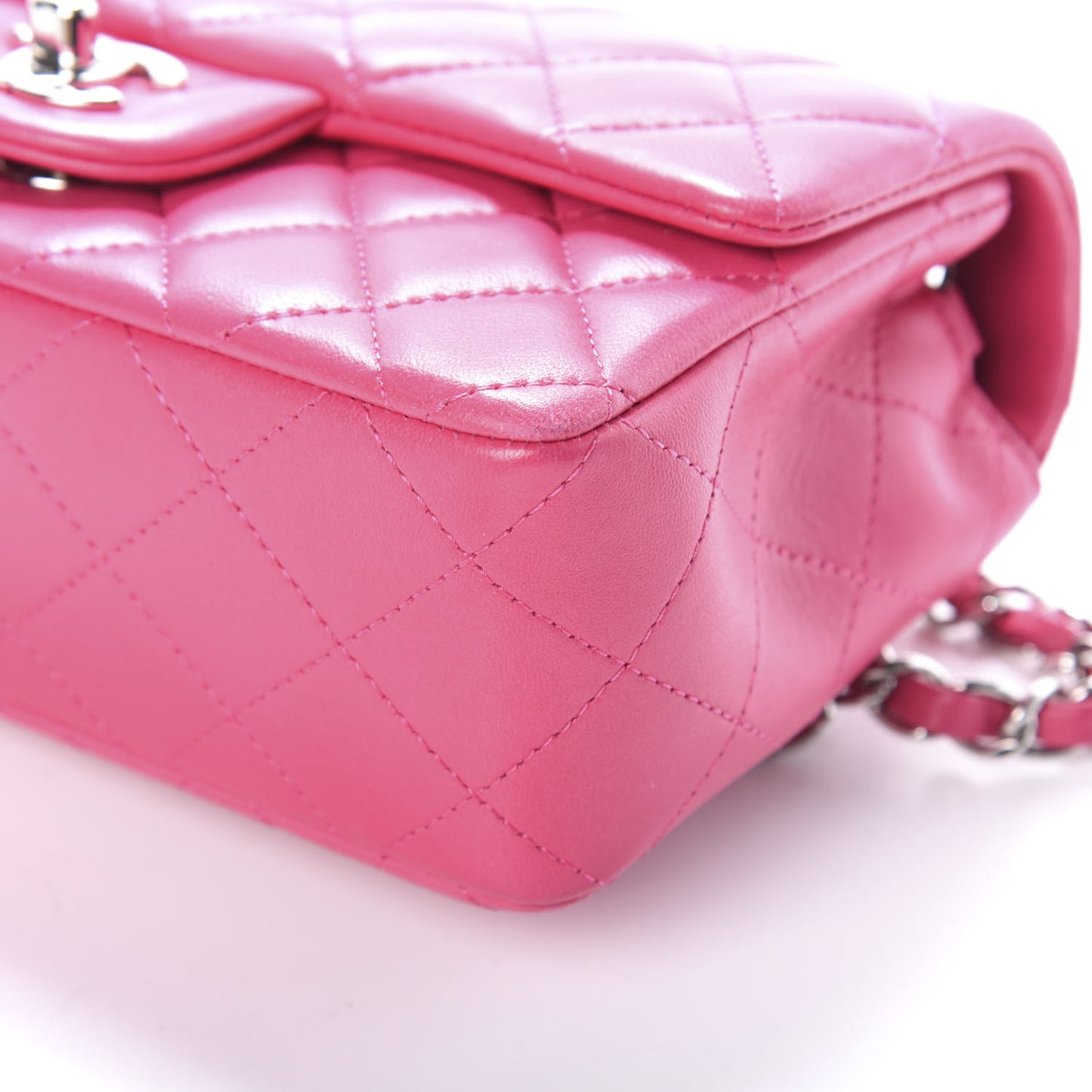 Lambskin Quilted Mini Rectangular Flap Pink