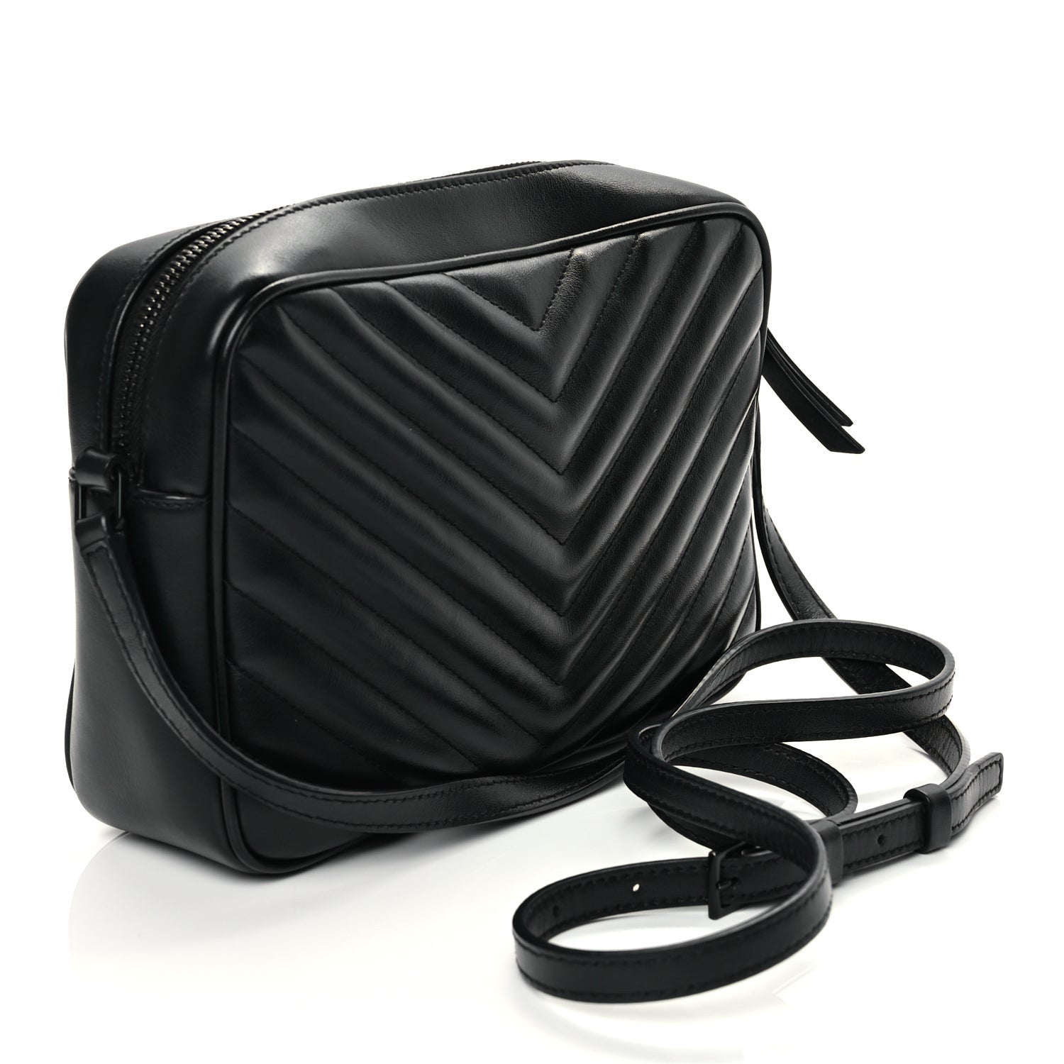 Saint Laurent Calfskin Matelasse Monogram Monochrome Lou Camera Bag Black 2 of 9