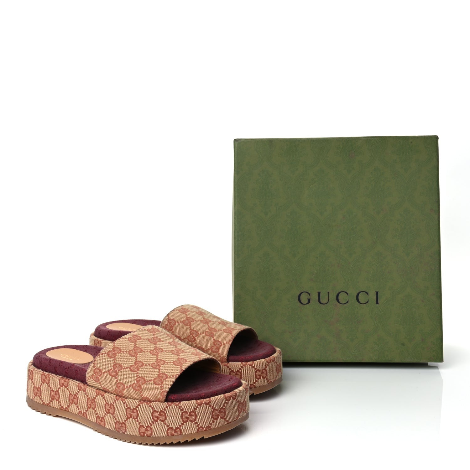 Gucci Canvas GG Monogram Angelina Platform Slide Sandals 40.5 Beige Ruggine 11 of 11