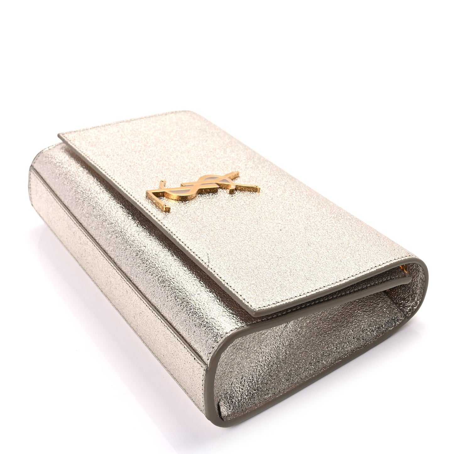 Metallic Calfskin Medium Classic Monogram Kate Satchel Pale Gold