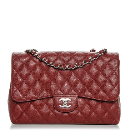 Chanel Caviar Quilted Jumbo Single Flap Dark Red 1 of 9