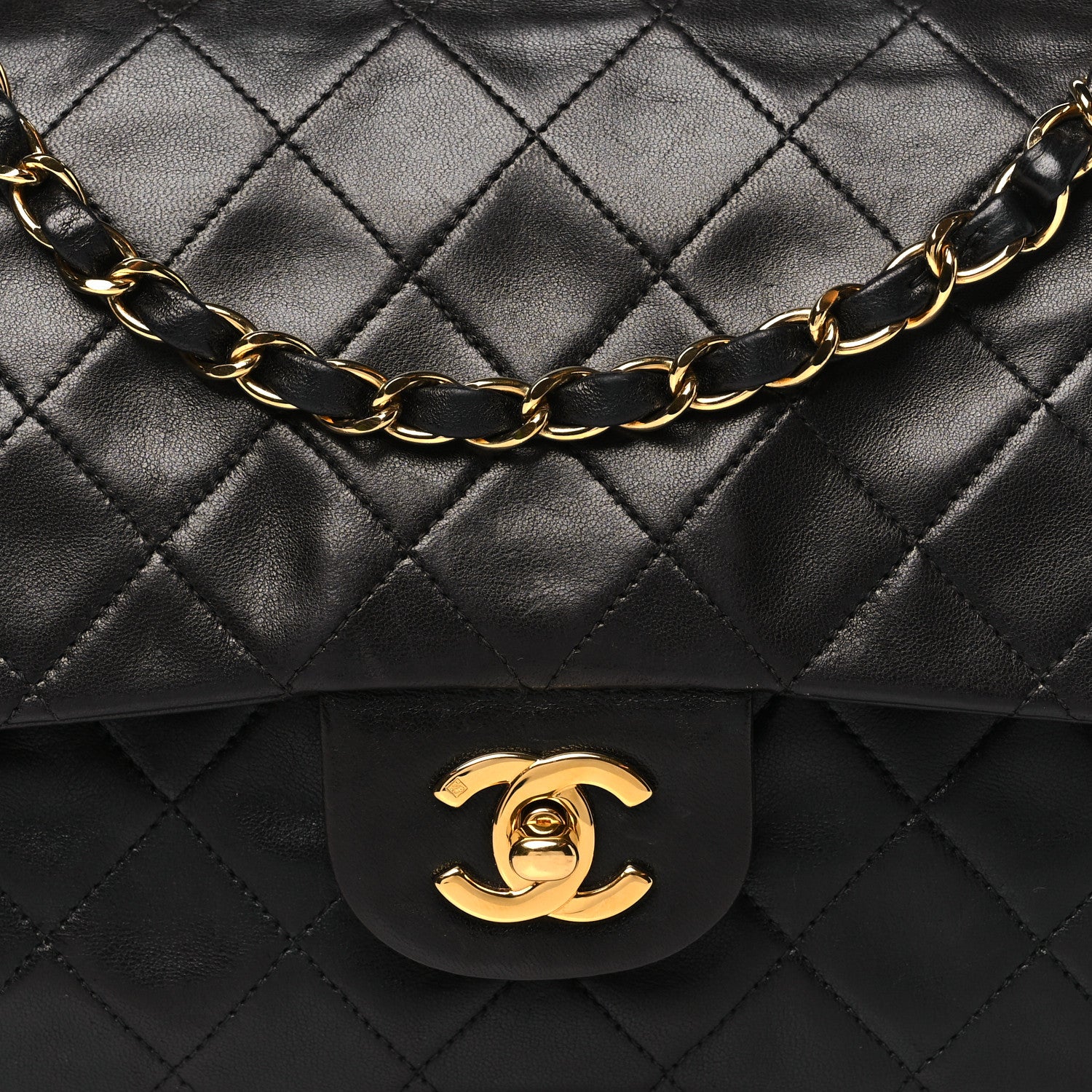 Chanel Lambskin Quilted Medium Double Flap Black 8 of 12