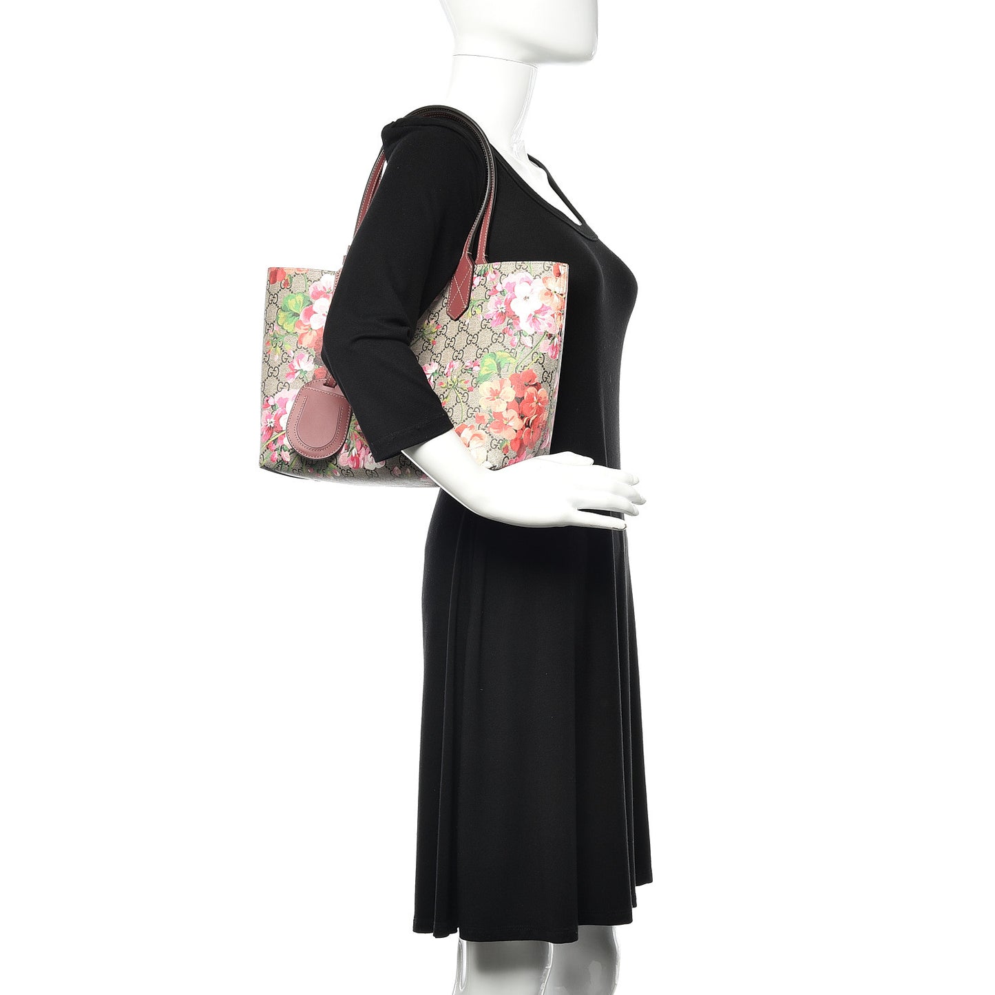 GG Supreme Monogram Blooms Small Reversible Tote Beige Multicolor Dry Rose