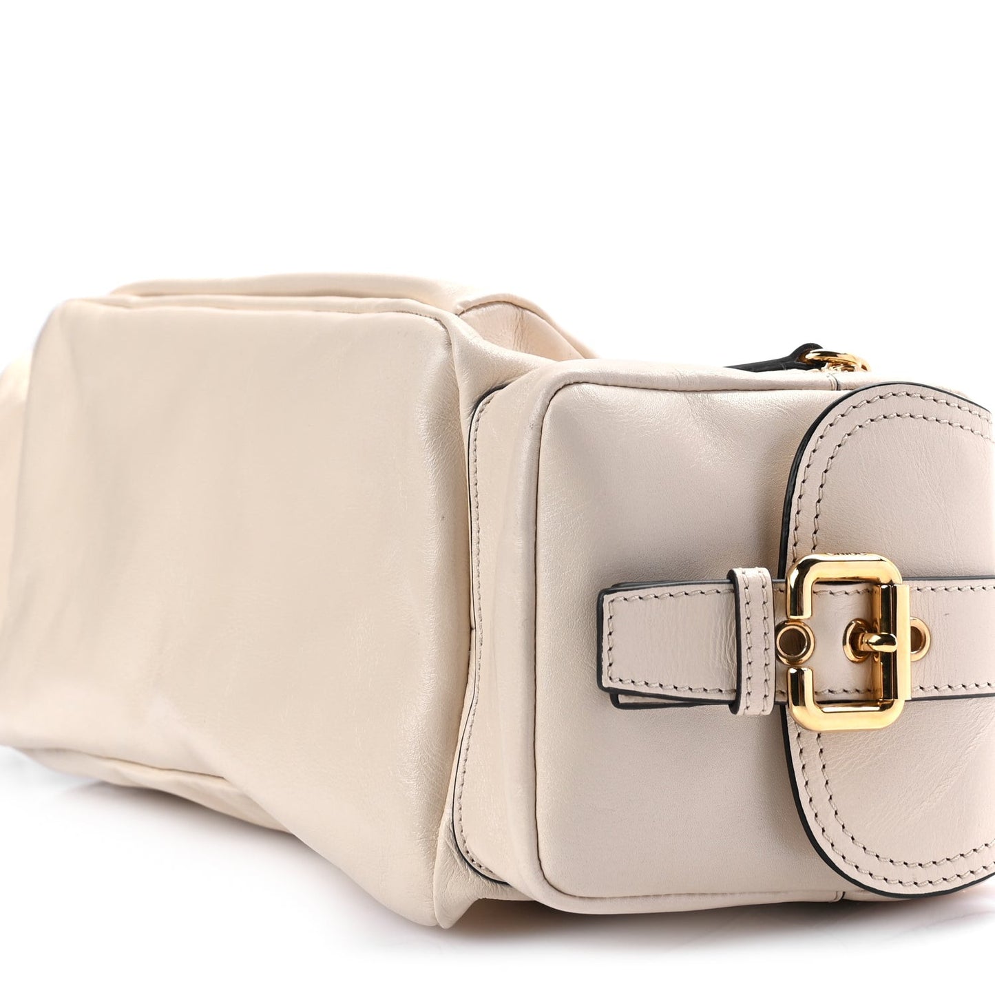 Shiny Calfskin Medium Double Carry Camera Bag Sweet Beige