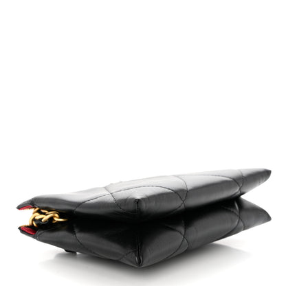 Chanel Shiny Goatskin Quilted Small Chanel 19 Pouch With Handle Black 4 of 7