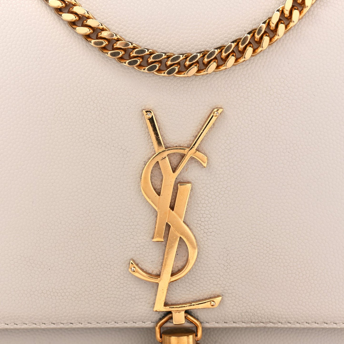 Grain De Poudre Calfskin Medium Classic Monogram Kate Tassel Satchel Crema Soft