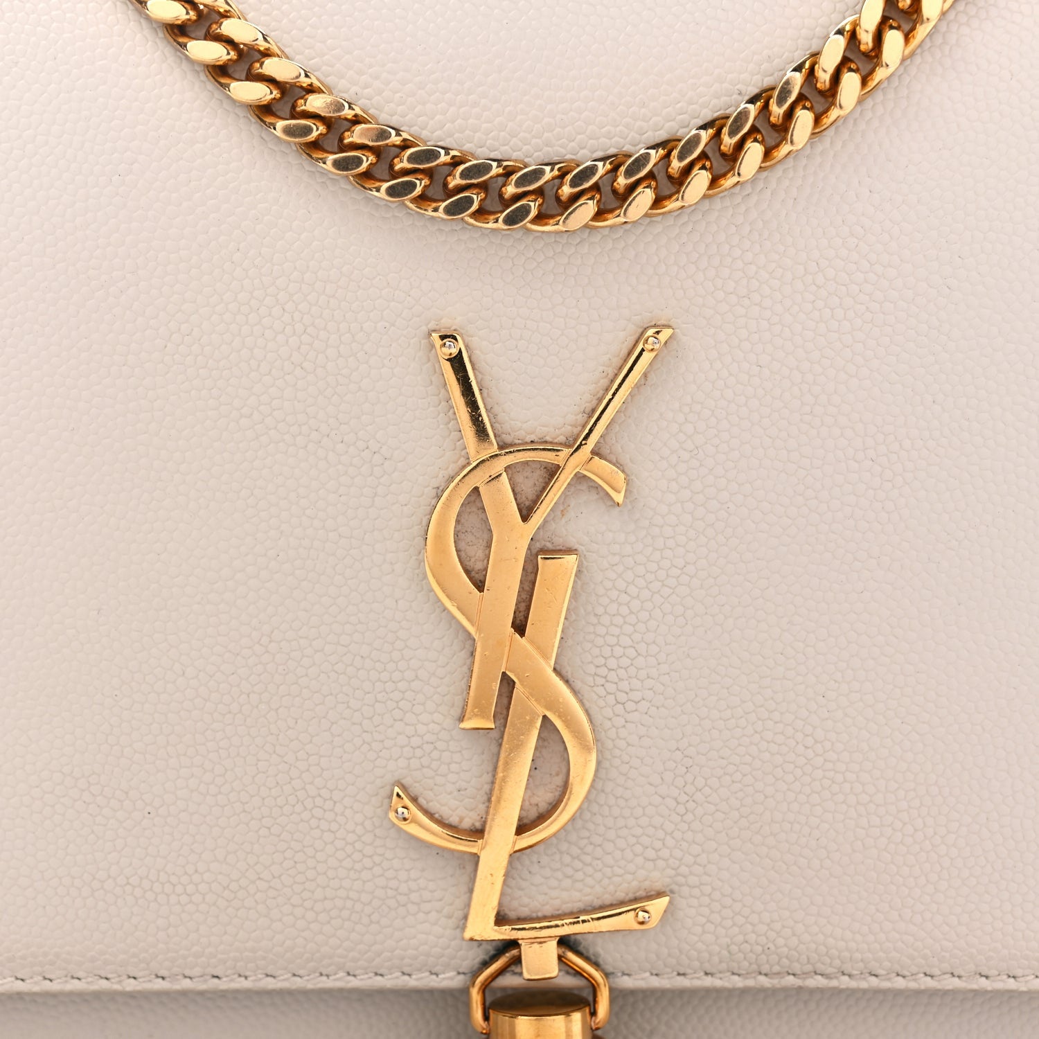Saint Laurent Grain De Poudre Calfskin Medium Classic Monogram Kate Tassel Satchel Crema Soft 6 of 8