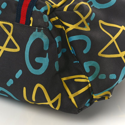 Gucci Techno Canvas GucciGhost Double Buckle Backpack Black New Acquamarine 10 of 13