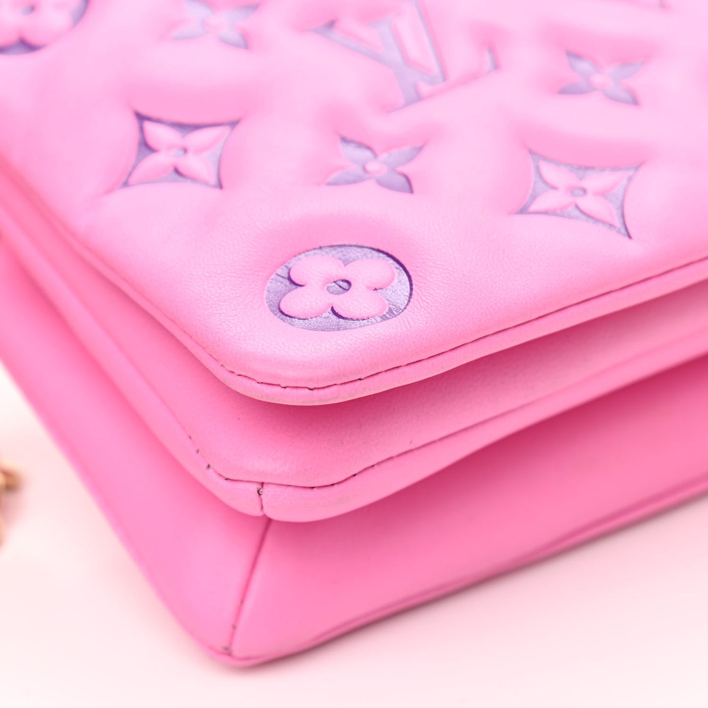 Lambskin Embossed Monogram Vuittamins Pochette Coussin Rose Violet