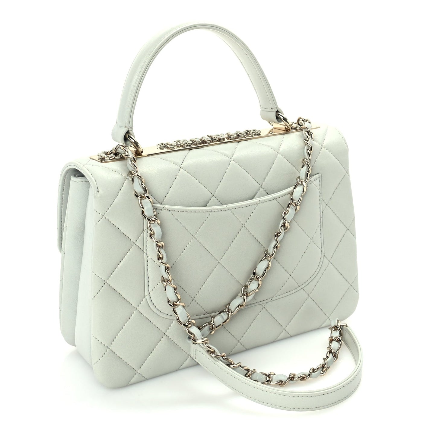 Lambskin Quilted Small Trendy Chain CC Flap Dual Handle Bag Light Blue