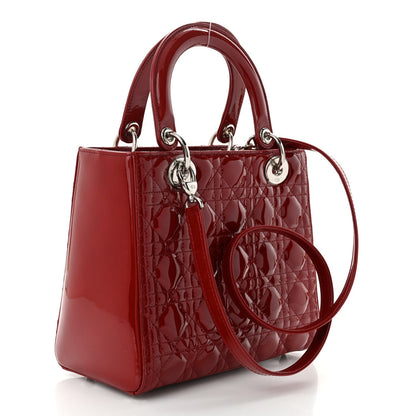 Christian Dior Patent Cannage Medium Lady Dior Red 3 of 7
