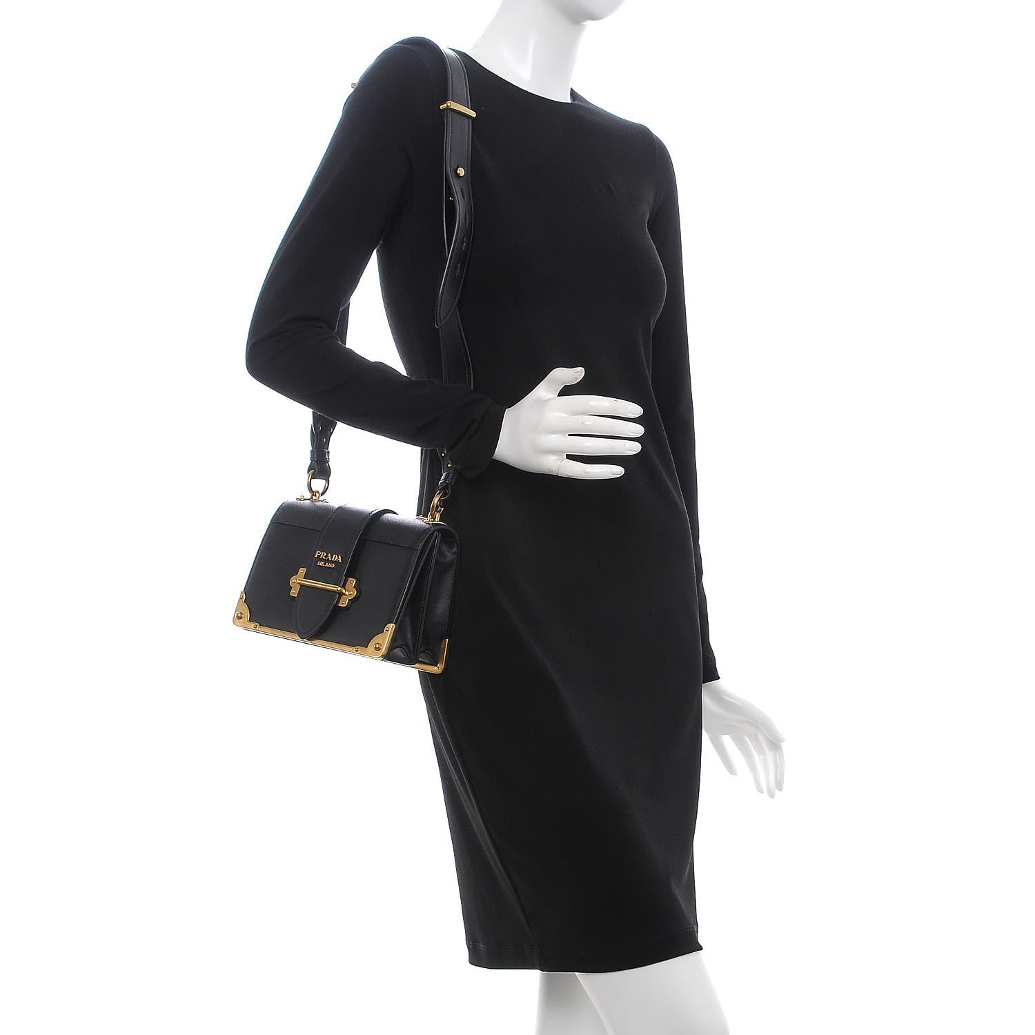 Prada City Calf Saffiano Cahier Bag Nero Black 2 of 6