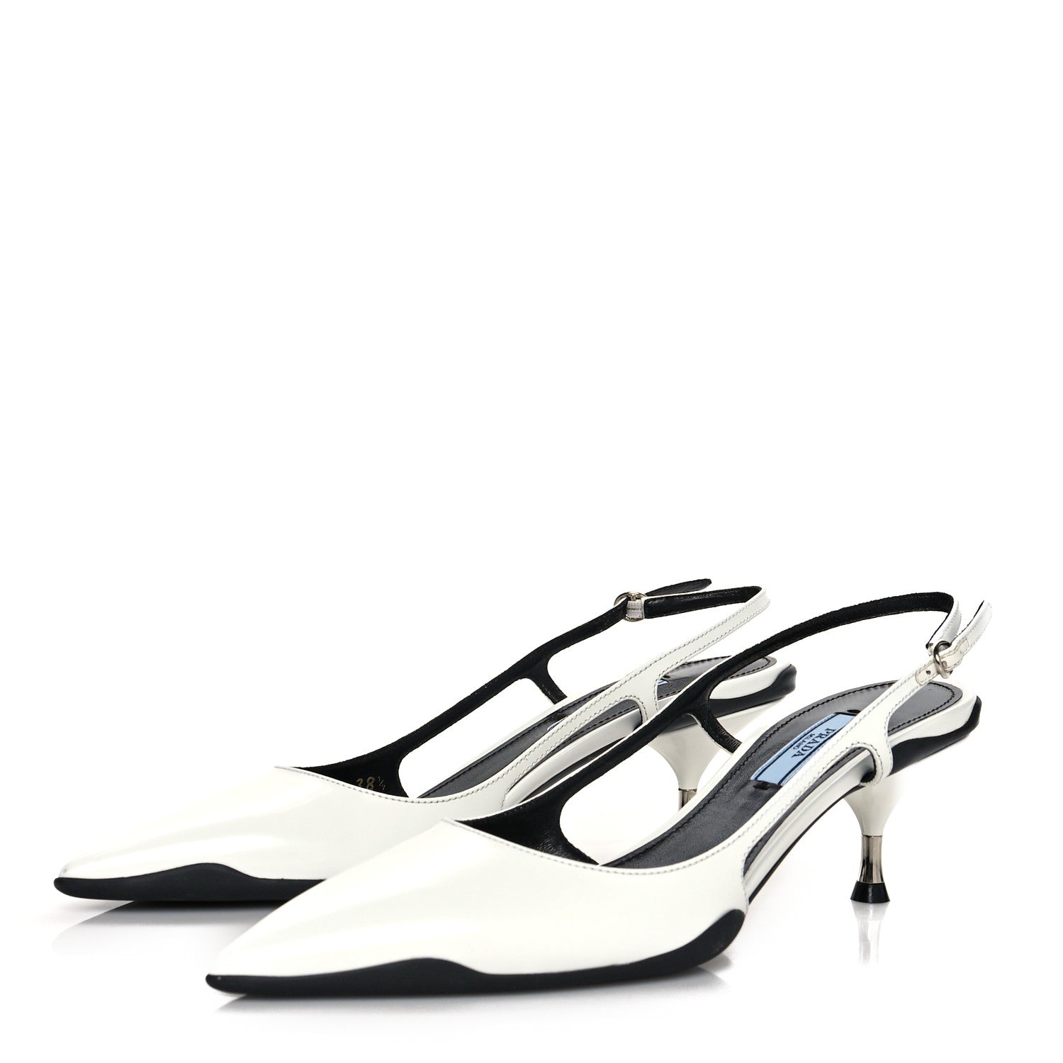 Prada Spazzolato Pointed Toe 55mm Slingback Pumps 38.5 White 3 of 8